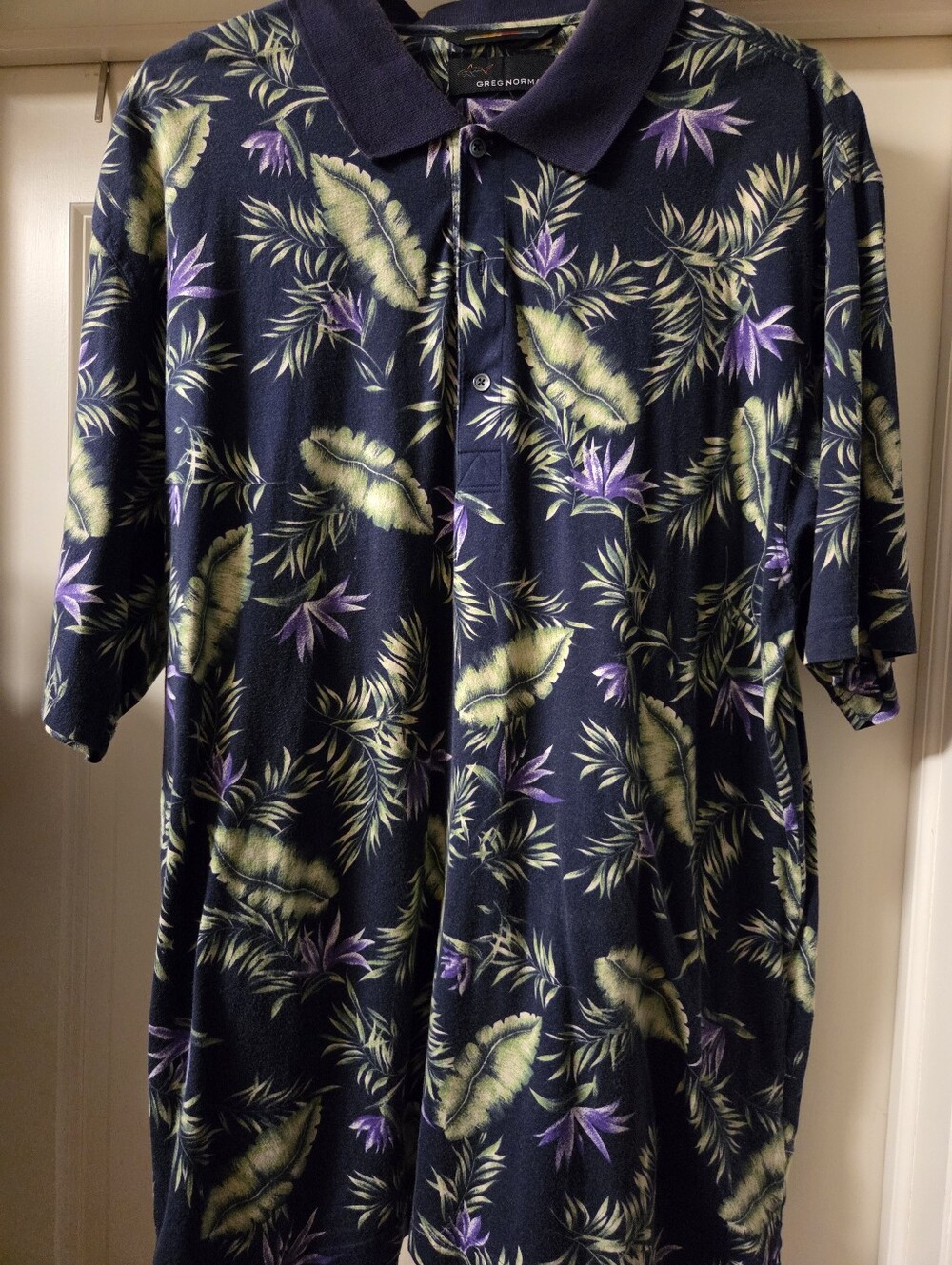 Greg Norman Navy Tropical Print Polo